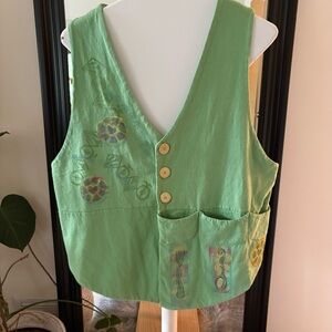 BLUE FISH Hand Painted Vintage Vest